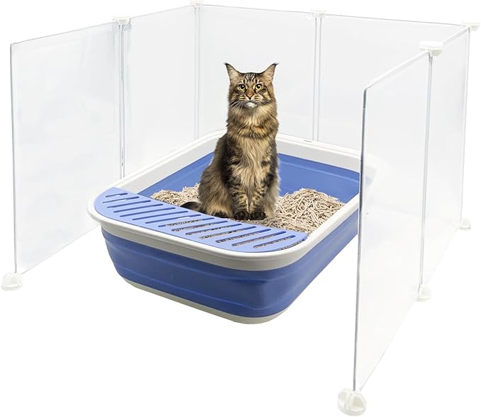 VCEPJH Extra Large Cat Litter Box Enclosure Splash Guard L24xW22.8xH15.7 in DIY Pee Shields for Litter Box Easy to Clean(Cat Litter Pan Not Included)