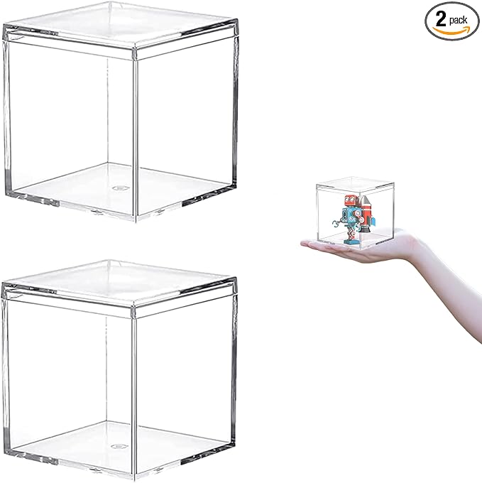 Acrylic Box Clear Display Box with Lid Plastic Square Cube Containers Home & Office Storage Box Wedding Party Favor Candy Pill and Tiny Jewelry Box