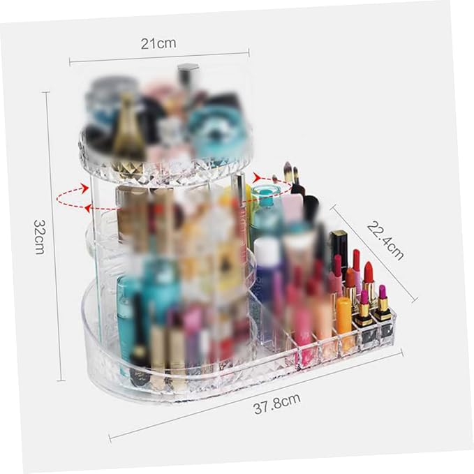 Vaguelly Acrylic Makeup Organizer Rotating Cosmetic Perfume Storage Rack for Vanity Desk Dresser Organizer