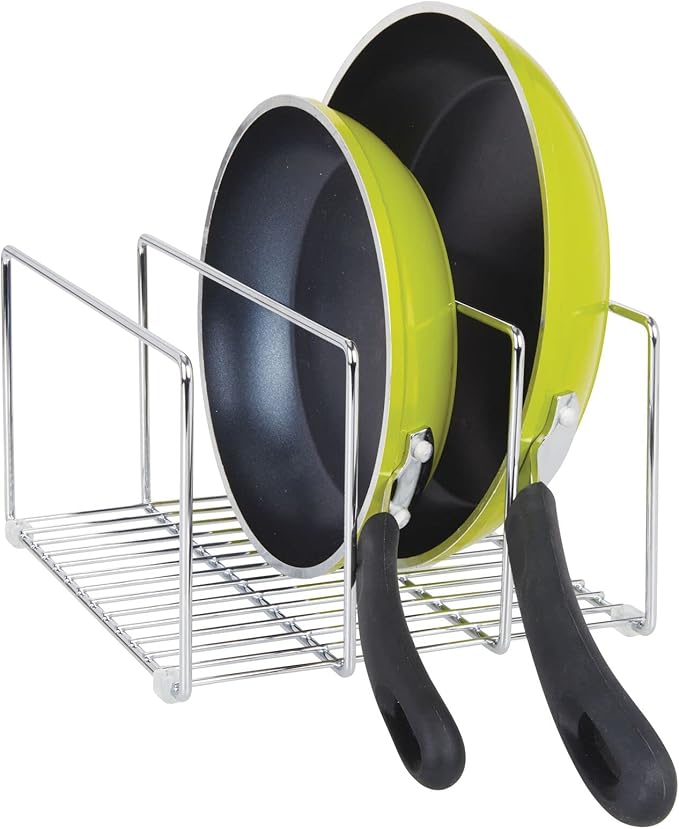 mDesign Baking Tray Rack — Wire Rack for Sorting Trays, Pans and other Cookware Items — Free-Standing Pan Stand for the Kitchen — Chrome