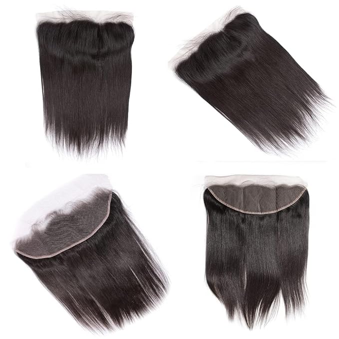 Selina Hair 13x4 Transparent HD Lace Closure Straight Human Hair 180% Density Pre Plucked Natural Hairline Bleached Knots Straight Hair Lace Frontal 20" Natural Black