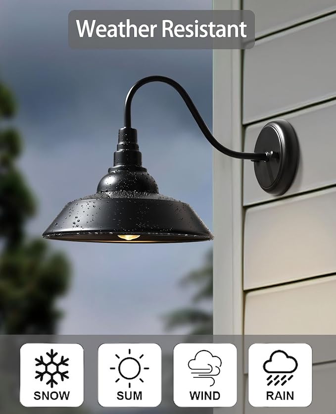 gooseneck barn Light Outdoor Farmhouse Black for Patio Porch Garden