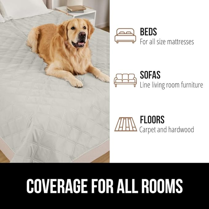 GORILLA GRIP Waterproof Dog Blanket, 68x82 Couch Cover for Dogs Washable, Protects Sofa, Furniture, Crate, Car, RV Essentials Pet Supplies, Tear and Slip Resistant Leakproof Cushion Cover, Light Taupe