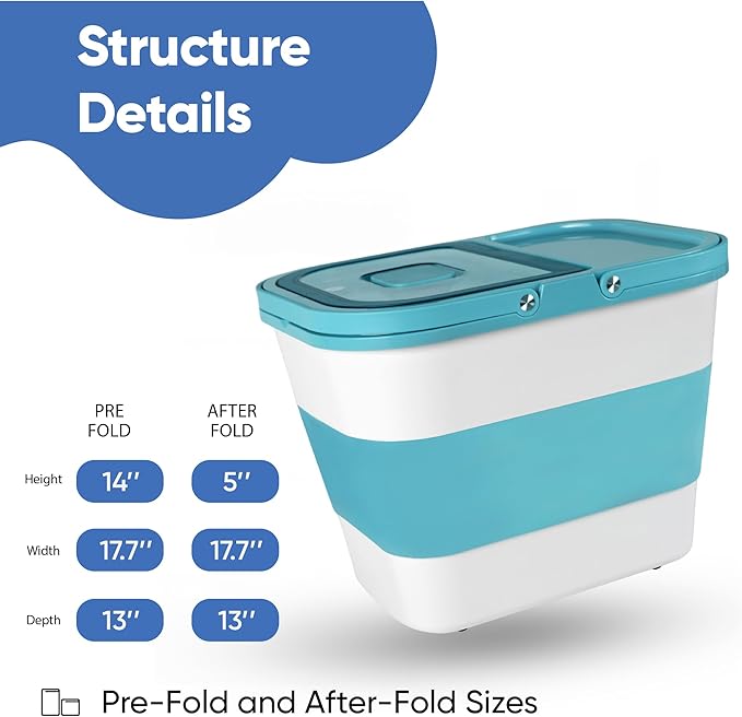 Chef's Path 20 to 50 Lbs Collapsible Food Storage Container-Airtight- Ideal rice keeper container