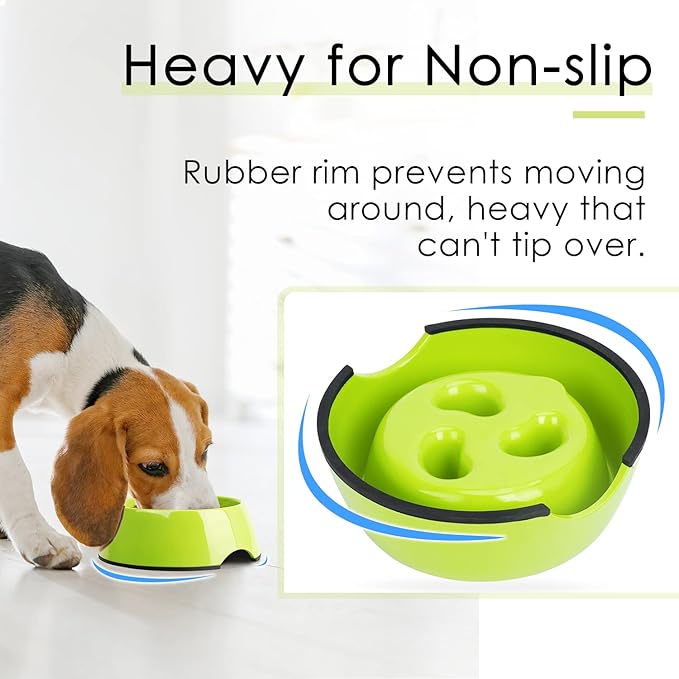 Super Design Slow Feeder Dog Bowl, Melamine, 1.5 Cup, Green, 8.6 x 8.4 x 2.7 in, 1.39 Pounds