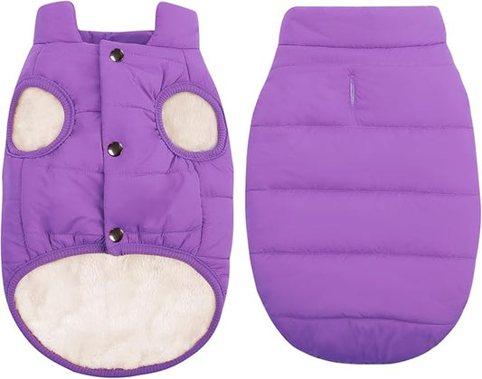 ASENKU Dog Winter Coat - Waterproof Windproof Dog Jacket, Warm Snowproof Doggie Puffer Vest for Cold Weather, Lightweight Snow Coats for Small Medium Large Dogs (Purple, L)