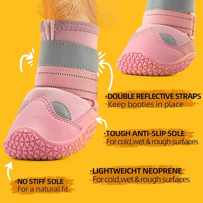 Dog Shoes for Small Dogs, Dog Boots & Paw Protectors for Hardwood Floors, Outdoor Dog Booties for Hot Pavement Winter Snow Hiking, Waterproof Dog Shoes with Reflective Strips Size 1