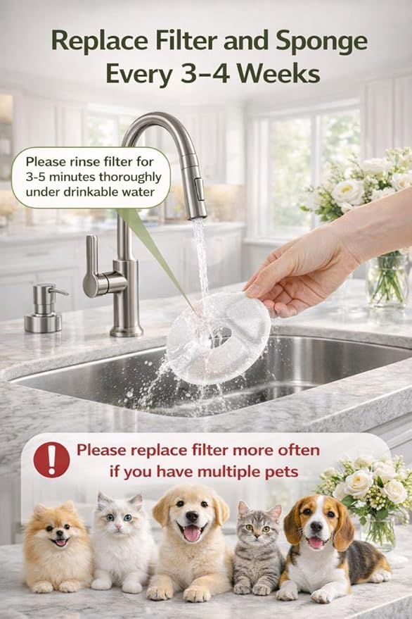 Cat Water Fountain Stainless Steel, Viva Paws 2.2L Automatic Drinking Fountain for Cats, Ultra Quiet Pet Fountain with 4 Stage Filtration System, Easy to Clean Indoor Cat Supplies