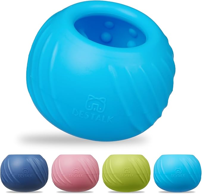 Long-Lasting Dog Lick Toy, Wobbly Dog Enrichment Lick Bowl to Keep Dogs Busy, Interactive Stuffable Dog Treat Feeder for Boredom, Silicone Treat Dispensing Chew Toy(Light Blue,L)