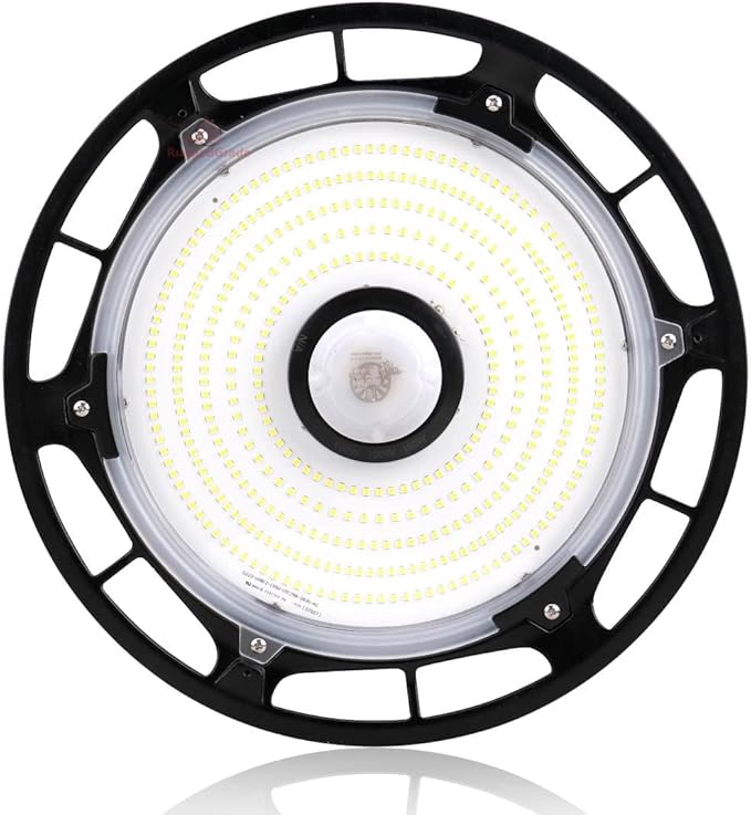 RuggedGrade 150W - Titan V Series LED High Bay UFO Light with Motion Sensor - 20,500 Lumens - High Voltage 277-480V - 5000K Bright White - Outdoor LED Light - DLC 5.1 Premium
