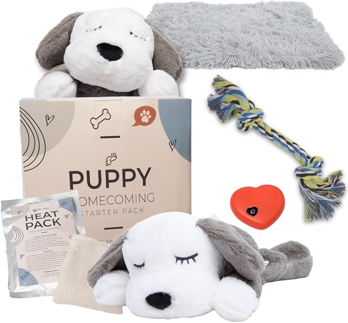Heartbeat Puppy for Dogs with Blanket, Heat Packs and Chew Toy - Pet Anxiety Relief and Calming Sleep Aid - Perfect Dog Stuffed Animal for Behavioral Crate Training - Dog Toys