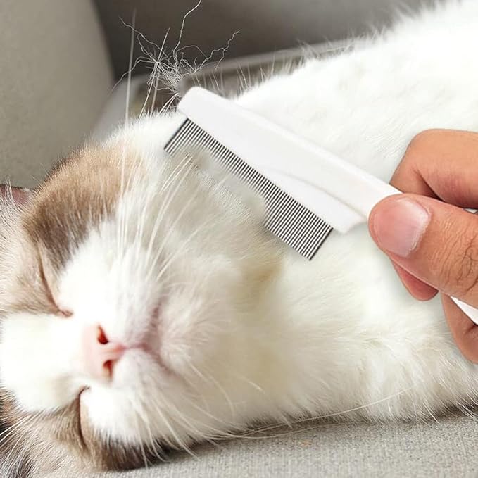 2 Pack Multifunctional Pet Comb, Upgrade Pet Grooming Brush Fine Magic Tear Stain Removal, Fine-Tooth Stainless Massage Comb Kit for Small Puppies and Dogs (White)