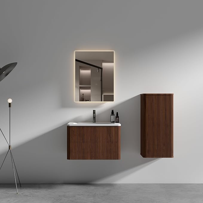 Bathroom Vanity with Sink,Large Storage Wall Mounted Floating Bathroom Vanity with Overflow for Modern Bathroom, One-Piece Sink Basin Minimalist Bathroom Sink Cabinet