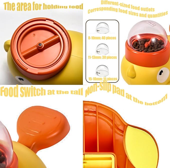 Dog Feeder Puzzle Toy Duck, 2-in-1 Durable Duck Treat Dispenser for Dogs Toy Interactive, Yellow Ducks Dog Food Feeder, Food Puzzle Slow Press and Get Pet Feeders for Dogs & Cat IQ Training (1 PC)