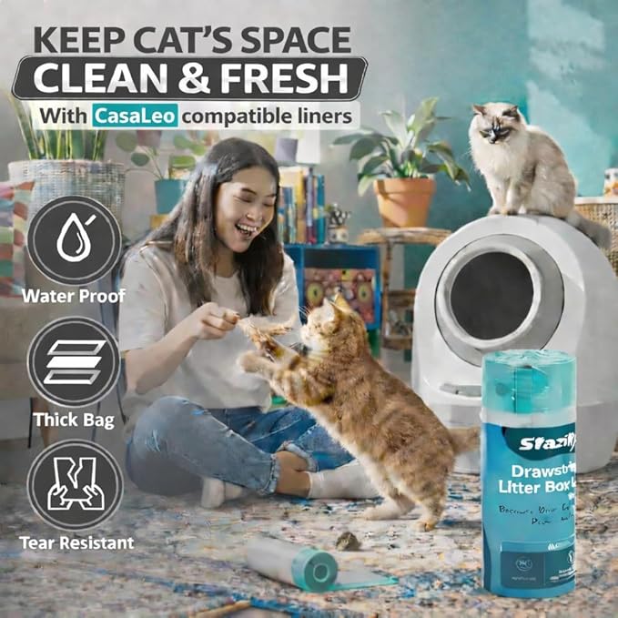 Cat Litter Liners Compatible with Casa Leo Litter Box – 100 Count, Extra Thick, Heavy Duty