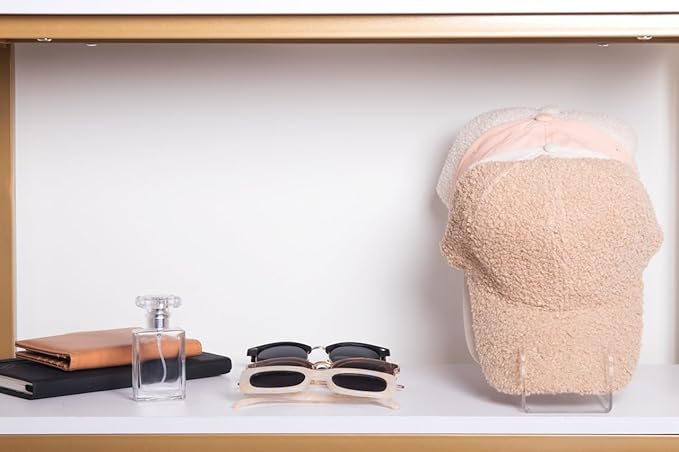Acrylic Hat Stand & Holder - Cap Rack for Baseball Caps - 6 Hat Storage with Raised Stadium-Style Display for Closet Organization