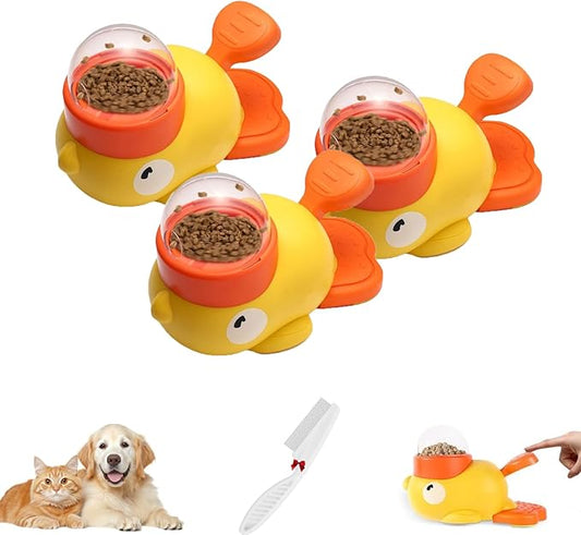 Duck Dog Food Dispenser Toy - 2-in-1 Interactive Puzzle Feeder for IQ Training & Boredom Relief,Durable Slow Feeder Dog Bowl, Mental Stimulation Enrichment Treat Toy for Small & Medium Dogs (1)