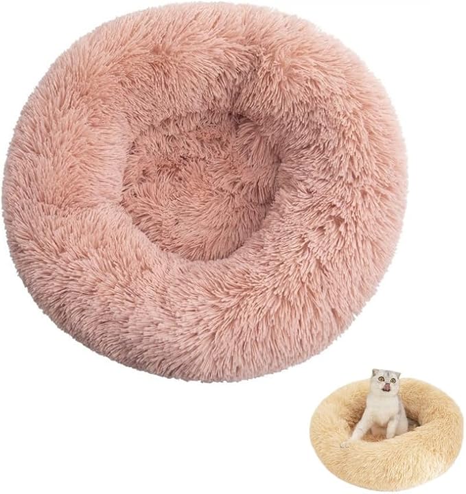 Anxiety Relief Dog Bed - Mr Fluffy Friend Anti-Anxiety Original Calming Plush Pet Bed for Chewing, Crate Training & Thunderstorm Stress (E-Pink,XXL-90CM)