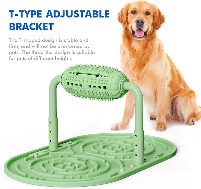 Small, Medium and Large Smart Interactive Puzzle Toys for Dogs, Squeaky Dog Puzzle Toys, Slow Fun Eating Device with Rotating Food Dispenser for Happier and Healthier Pets (Green,Standard)