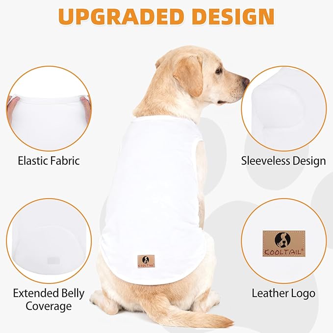 KOOLTAIL Boy Dog Clothes for Large Dogs, 2 Pack Cotton Fall/Winter Warm Dog T Shirts Coats for Outdoor, UV & Insect Protection Anti-Hair Loss & Lightweight Pet Vest Tank Tops Apparel,White&Black,XL