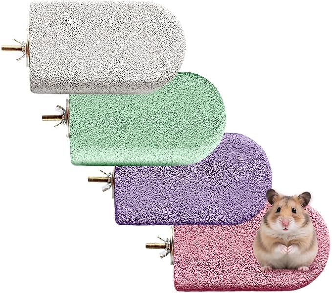 4 Pack Large Size Lava Ledge for Small Pets - Chinchilla, Hamster, Parrot - Grinding & Jumping Platform with 4 Colors (Gray, Pink, Purple, Cyan)