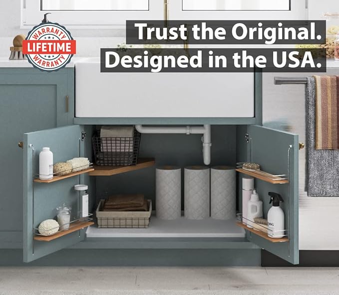 BASIN Under Sink Mats for Kitchen Waterproof - The Original Silicone Under Sink Liner Drip Tray - Designed in USA - Sink Cabinet Protector for Water Drips, Leaks, Spills - 28"x22" White