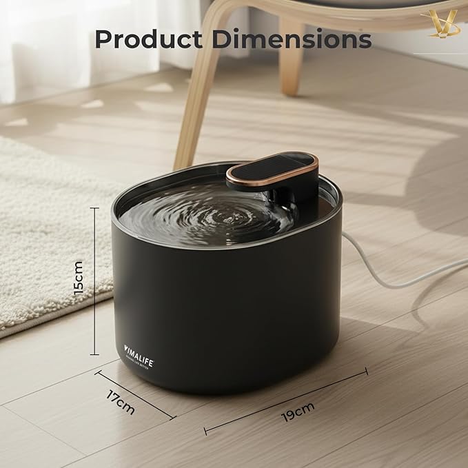 VIMALIFE Cat Dog Water Fountain, 3L/101oz Christmas Gifts for Dogs & Cats Automatic Water Dispenser, Food Grade Pet Drinking Fountain with Filter System, Quiet & Easy Clean, Navy Blue