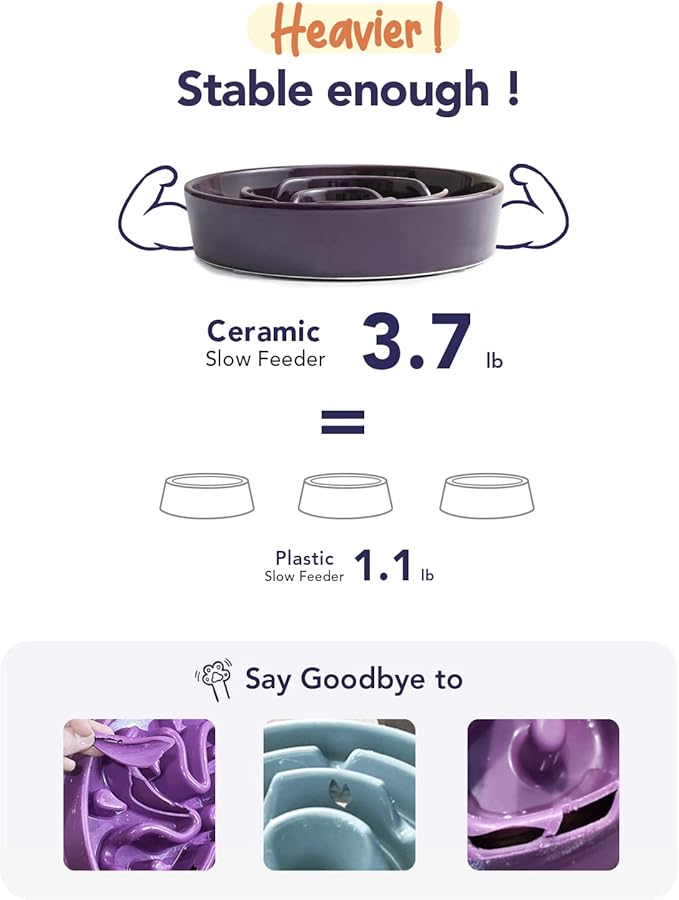 LE TAUCI Dog Slow Feeder Bowl Ceramic, 3 Cups Slow Feeding Dog Bowl Medium Large Breed, Maze Dog Bowl for Fast Eaters, Dog Dishes to Slow Down Eating, Puzzle Dog Food Bowl, Dog Maze Bowl