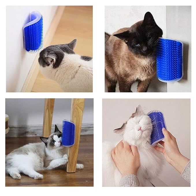 Cat Self Groomer Brush with Catnip, 2 Pack Wall Corner Tickling Comb, Cat Corner Fixed Hair Removal Massage Toy to Control Shedding Fur and Itching
