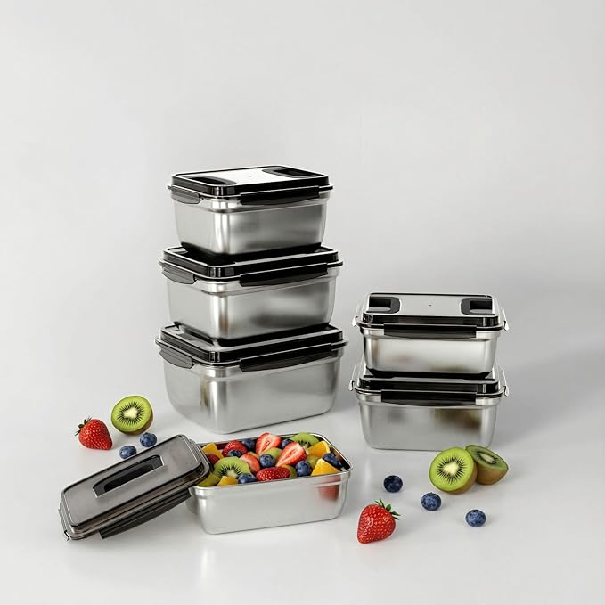 food prep stainless steel containers, turkey container, freezer safe, oven safe, suitable for open flame and induction stove, ideal for pickling kimchi （15000ML/529OZ）
