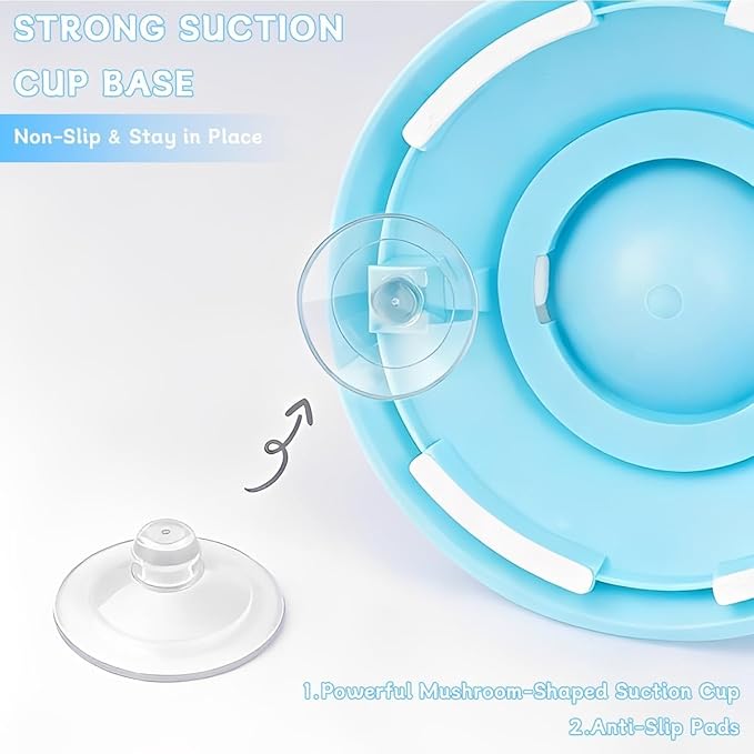 Lick Bowl for Dogs & Cats - Anxiety Relief Slow Feeder with Non-Slip Base,Slow Down Eating Speed and Add More Fun for Your Dog and Cats,Entertained Ball-in (Blue)