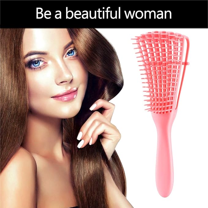 Hair Brush for Afro America/African Hair Textured 3a to 4c Kinky Wavy/Curly/Coily/Wet/Dry/Oil/Thick/Long Hair, Detangling Brush for Women (2 pcs, Blue-Beige)
