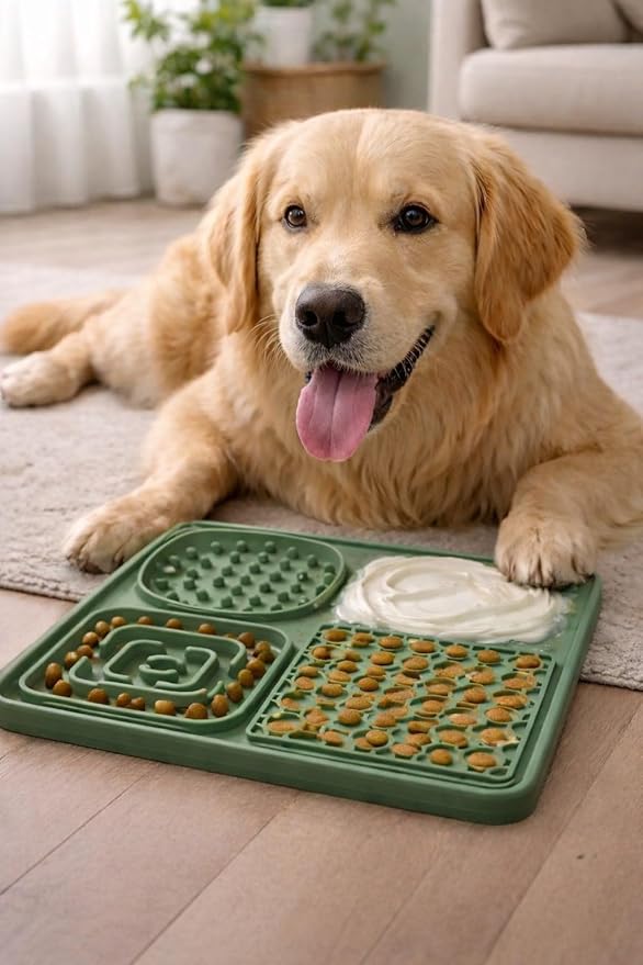 Hearth & Paw Silicone Lick Mat for Dogs – Slow Feeder & Enrichment Mat, Food-Grade 100% BPA-Free Silicone, Mental Stimulation,Better Digestions, Anxiety Relief, Multiple Colors Available (Sage Green)