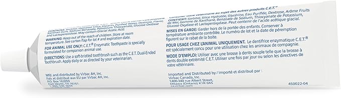 Virbac C.E.T.® Enzymatic Toothpaste| Tartar & Plaque Control for Fresh Breath | Pet Dental Care Toothpaste |Seafood Flavor, 2.5 oz