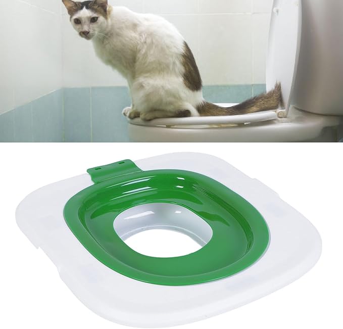 Cat Toilet Training Kit, Reusable Cat Toilet Trainer Urinal Removable Pet Toilet Training System, Professional Cat Urinal Seat Trainer for Home Pet Shop (Green)