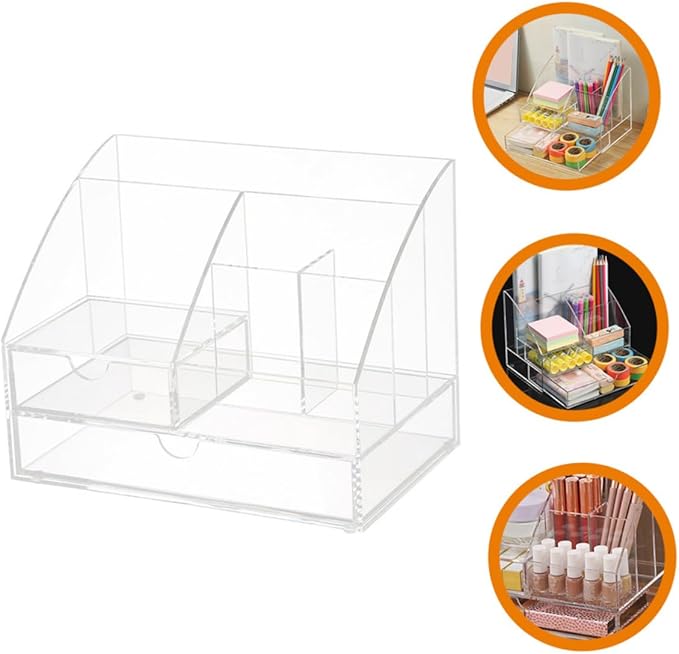 ABOOFAN Acrylic Storage Box Desk Organizer Makeup Organizer Stationery Storage Desktop Supplies Pen Holder