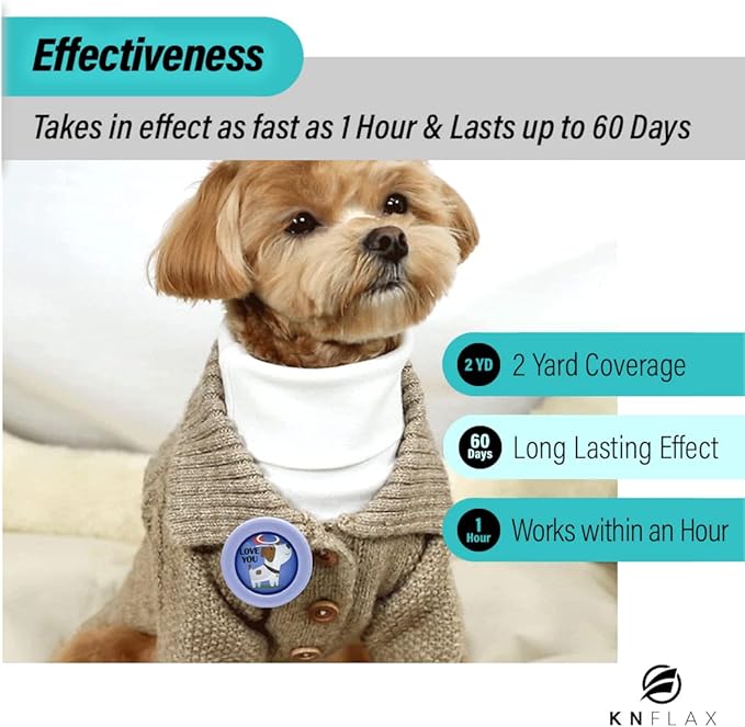 KN FLAX Aegis Calming Clip for Dogs [2 Pack], Anxiety Relief Pheromone Diffuser [Made in Korea], Lasts 60 Days, Reducing Stress Loud Noises and Separation for All Small, Medium and Large Dog (Love U)