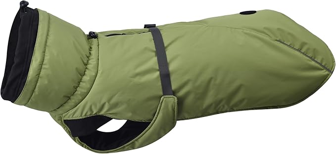 Puffer Dog Winter Coat for Rain and Snow, Water-Repellent and Windproof Jacket Keeps Dogs Warm and Dry, High Collar and Harness Opening Design, Ideal Dog Stocking Stuffer (Green, X-Small)