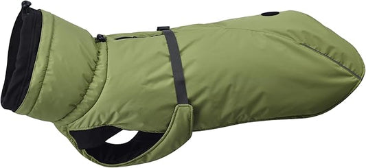 Puffer Dog Winter Coat for Rain and Snow, Water-Repellent and Windproof Jacket Keeps Dogs Warm and Dry, High Collar and Harness Opening Design, Ideal Dog Stocking Stuffer (Green, Large)