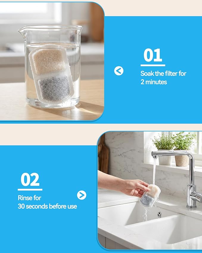 12 Pack Wireless Cat Water Fountain Replacement Filter, Cordless Stainless Steel Cat Fountain for 74oz/2.2L Rechargeable Automatic Pet Water Fountain for Cats