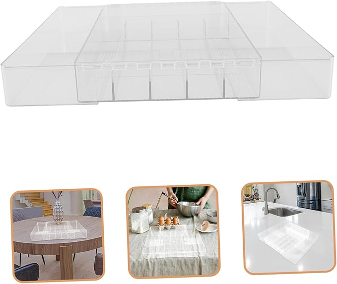Expandable Silverware Organizer Cutlery Drawer Organizer Acrylic Storage for Kitchen and Office