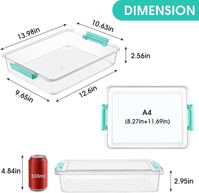 6 QT Clear Plastic Storage Bins with Lids, Stackable Sensory Bin Tools, Arts Crafts Organizers and Storage Containers with Lids for Home, Office, Classroom and Workshop Organization, 4 Pack