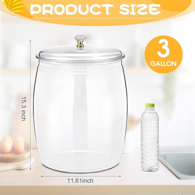 Nuogo 3 Gallon/384 oz Large Candy & Cookie Jar with Lid Plastic Apothecary Jars Large Food Storage Container Unbreakable Kitchen Storage for Cookie, Candy, Snack and Dried Foods DIY Gift