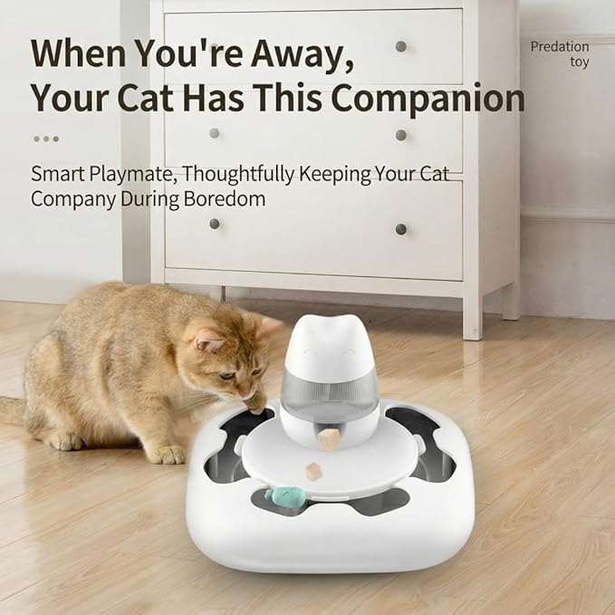 Automatic Interactive Pet Toy with Treat Dispenser, Motion-Activated Puzzle Feeder for Cats and Dogs, Smart Play Toy for Mental Stimulation