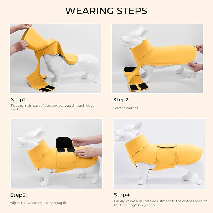 Dog Anxiety Calming Vest Adjustable Turtleneck Thunder Shirt Jacket for Fireworks, Separation, Vet Visits, Pet Hoodie for Large Medium Dogs