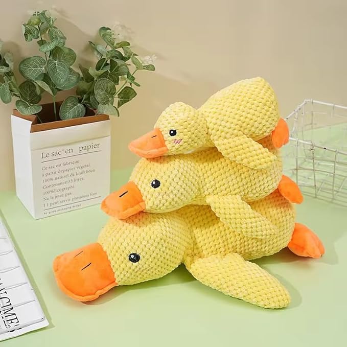 Mellow Dog Calming Duck, New Yellow Duck Dog Toy, The Mellow Ducks Calming Pillow, Dogs Ducks Toy with Quacking Sound for Indoor Dogs (Yellow) (Medium)
