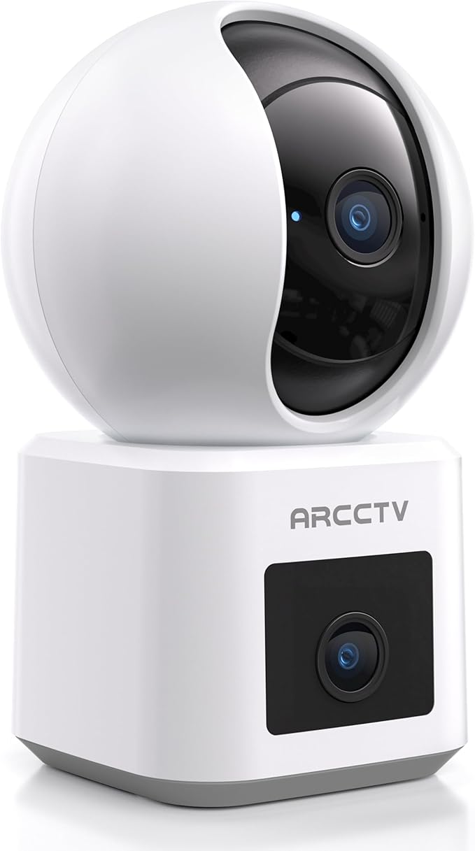 Dual Lens Indoor Security Camera, 2.5K WiFi 6 Pet Camera with Phone App, 360° Dog Camera for Home Security, 5GHz Wireless, 2-Way Audio, Motion Tracking, Night Vision, Baby Monitor