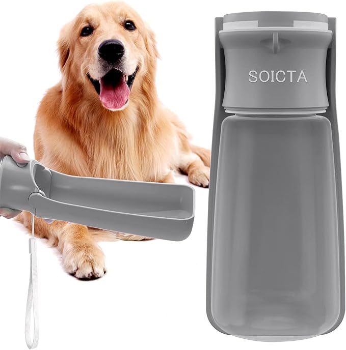 Portable Dog Water Bottle for Walking 19 OZ or 12 OZ Portable Pet Water Bottles for Puppy Small Medium Large Dogs Water Dispenser Pet Water Bowl Dog Accessories (19OZ Blue) (19OZ Grey)