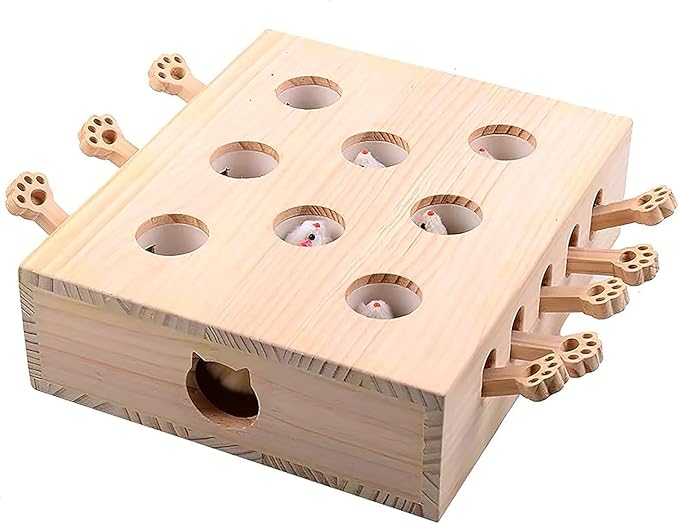 Interactive Wooden Cat Toy, Engaging and Durable Play for Cats and Kittens, Keeps Pets Entertained and Stimulated, Natural Wood Design, Perfect for Indoor Exercise and Fun - Pet Gift Idea