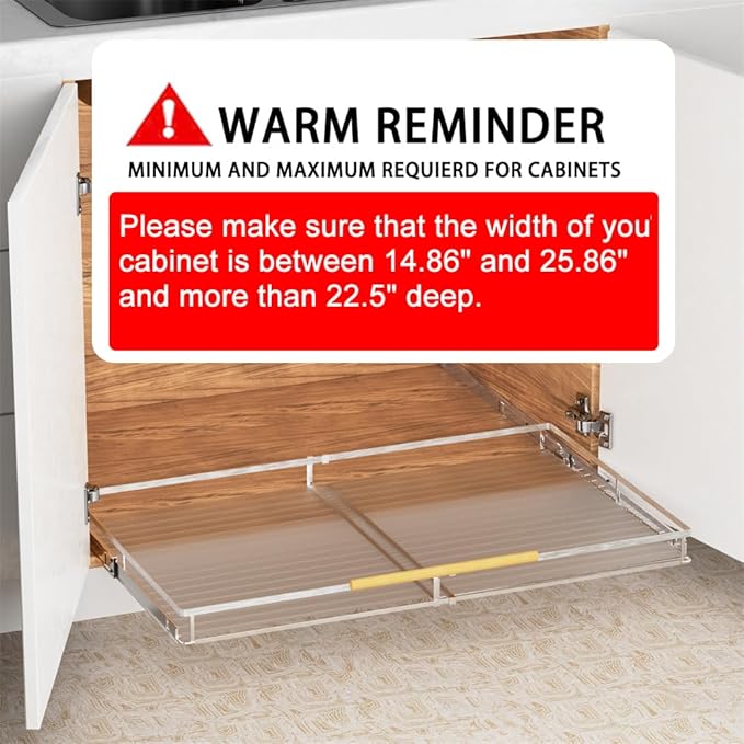 SANNO Expandable Pull Out Cabinet Organizer Slide Out Shelf, Bottom-Mounted Cabinet Sliding Shelf Expandable Shelves for Cupboard Pantry Closet Pots Pans,1pack